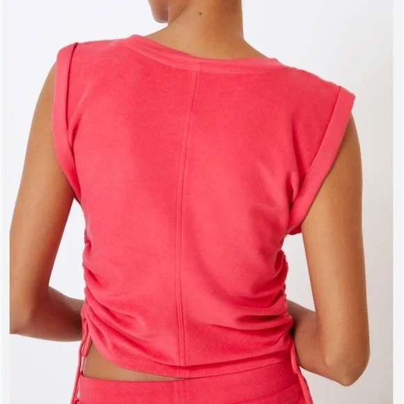 Anthropologie Daily Practice Ruched Baby Tank in Raspberry - Size Small - Picture 2 of 10